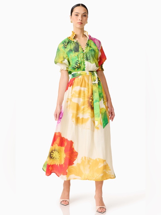 Elliatt Dresses & Skirts - ELLIATT Lilia Puff Sleeve Maxi Dress in Floral Multi wedding Guest Size S NWT